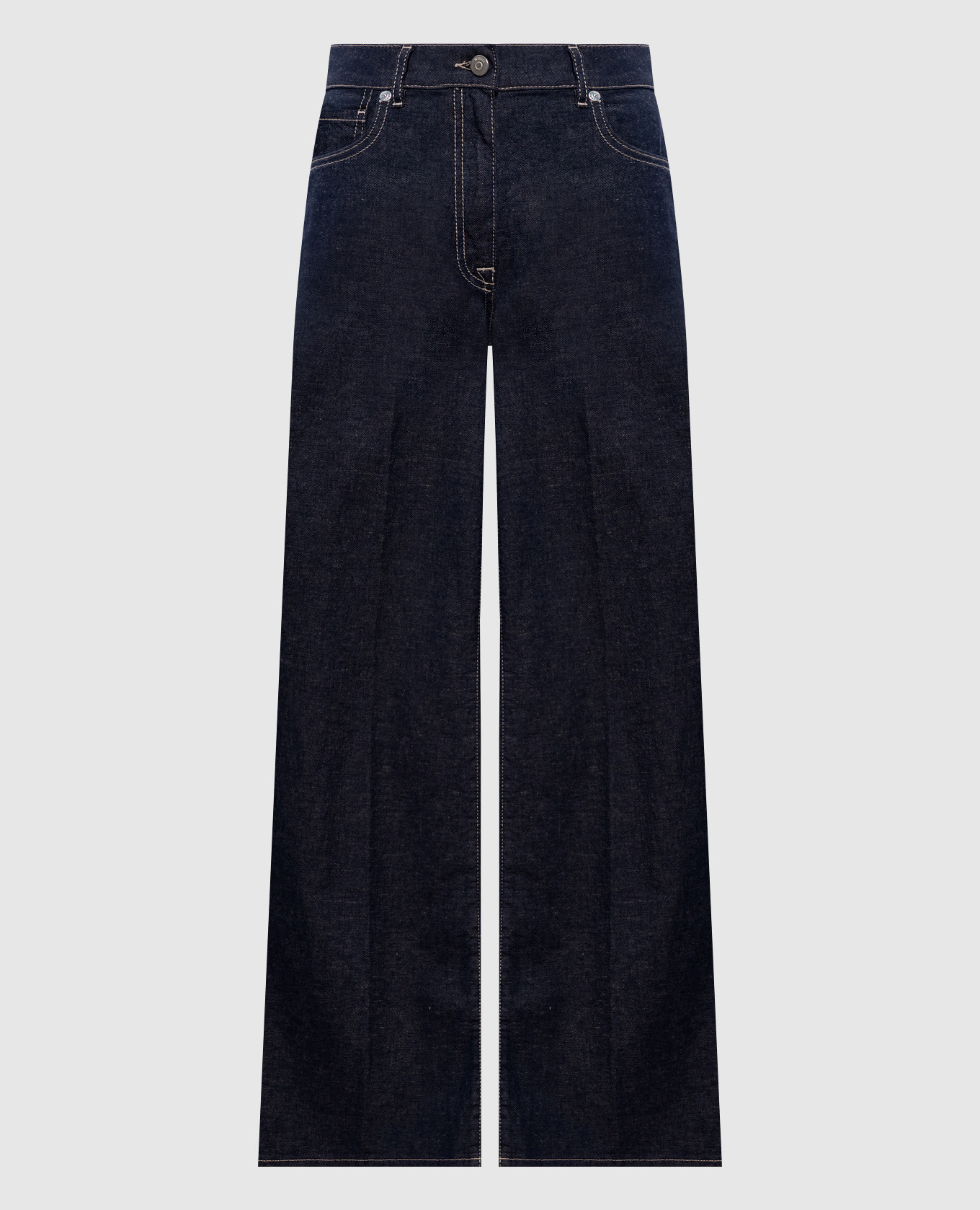 Синие джинсы с льном