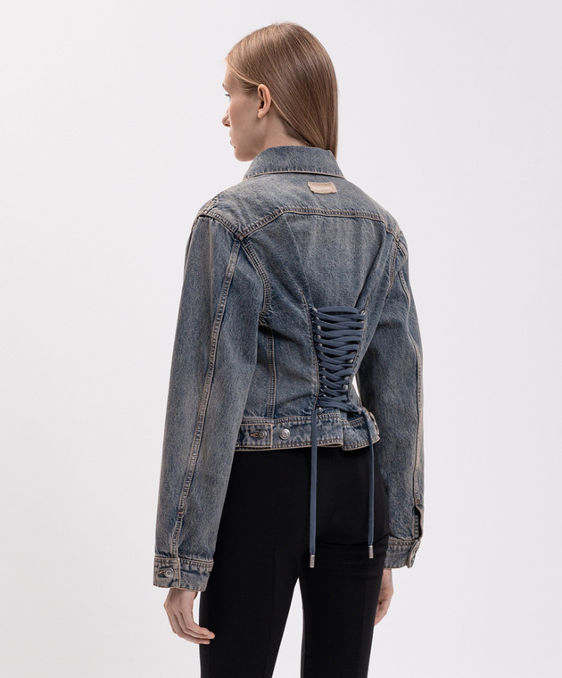 Alexander McQueen Синяя джинсовая куртка с эффектом потертости 871901QMAD4 изображение 4