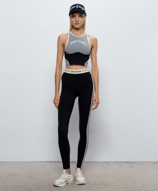 Palm Angels Черные леггинсы с узором логотипа PAWVK004FB001 изображение 2
