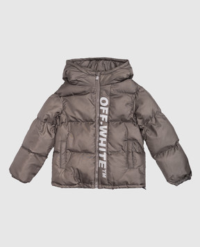Off-White Дитяча сіра куртка з принтом логотипа 44BEJ002F5F001