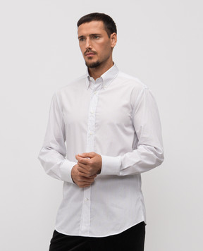Brunello Cucinelli Белая рубашка в полоску MB6411716