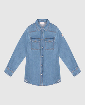 Moncler ENFANT Детская синяя джинсовая рубашка с нашивкой L29542F00001598A1