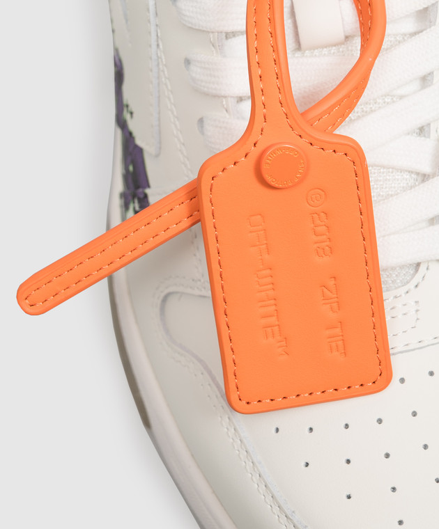 Off-White Білі шкіряні кросівки Out Of Office з принтом OF06004510 зображення 5