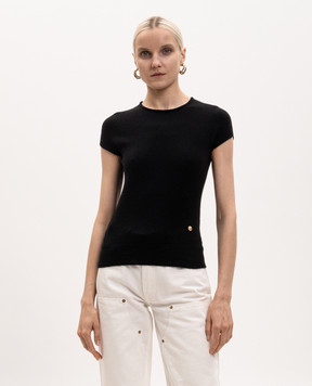 Balmain Черный топ из шерсти HF1ALB45KI87