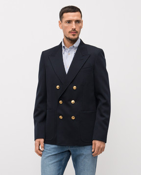 Valentino Синій двобортний піджак з вовни 8V3CEI818JM