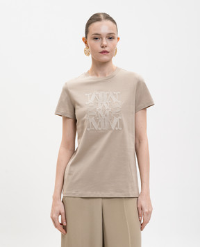 Max Mara Бежевая футболка GIOVANE с вышивкой MXMGIOVANE