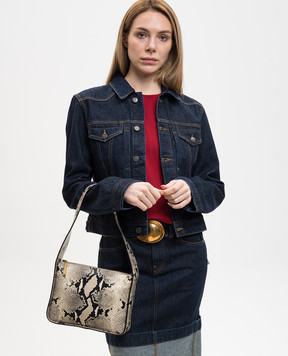 Khaite Бежевая кожаная сумка Lori с тиснением под кожу рептилии H1043803