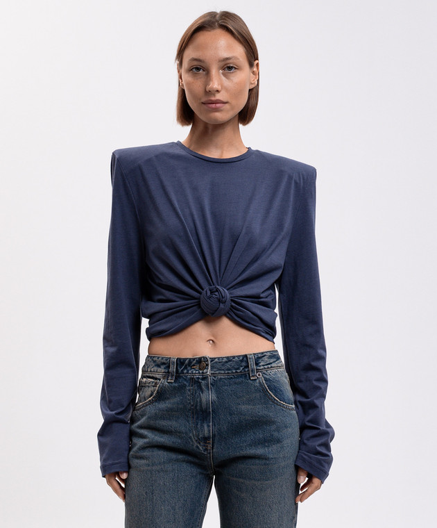 Magda Butrym Синій топ з брендовим вузлом BLOUSE14317726 зображення 3