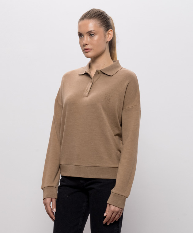 Max Mara Коричневый джемпер ALPACA из шерсти MXMALPACA изображение 3