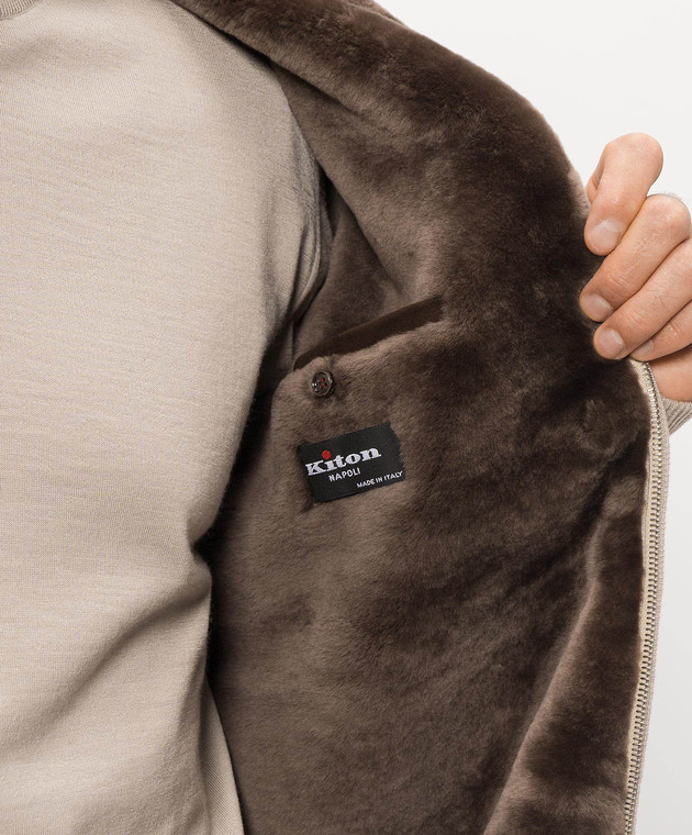 Kiton Бежева куртка з кашеміру на хутрі UMK1489 зображення 5