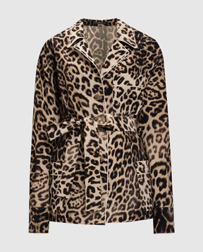 Ermanno Scervino Бежевая блуза из шелка в анималистичный принт D482I353YLI