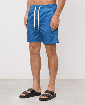 Stefano Ricci Сині шорти для плавання у візерунок M6B6200010IT3100