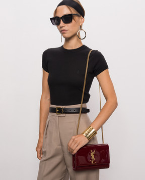 Saint Laurent Черный кожаный ремень Cassandre 634437BOO0W