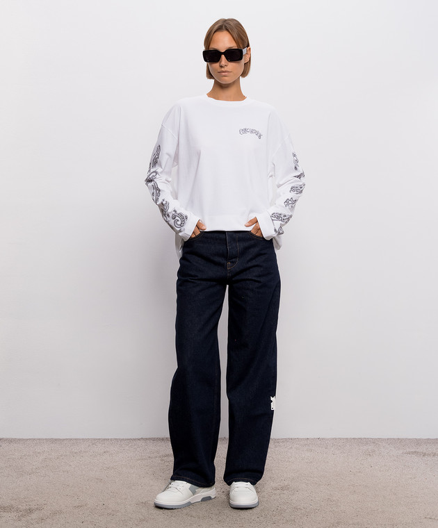 Off-White Белый лонгслив Paisley Diags 2FB00426T изображение 2
