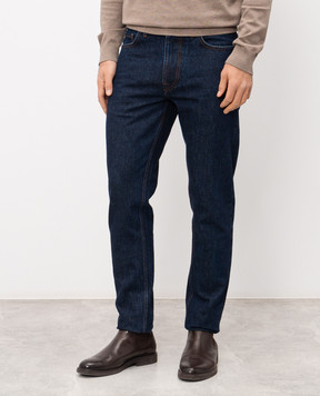 ISAIA Сині джинси Chiaja з патчем логотипа PND005DJ132