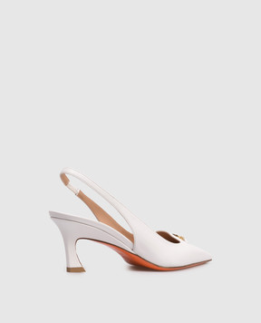 Santoni Білі шкіряні слінгбеки з монограмою WDEM72112HA2NWLN