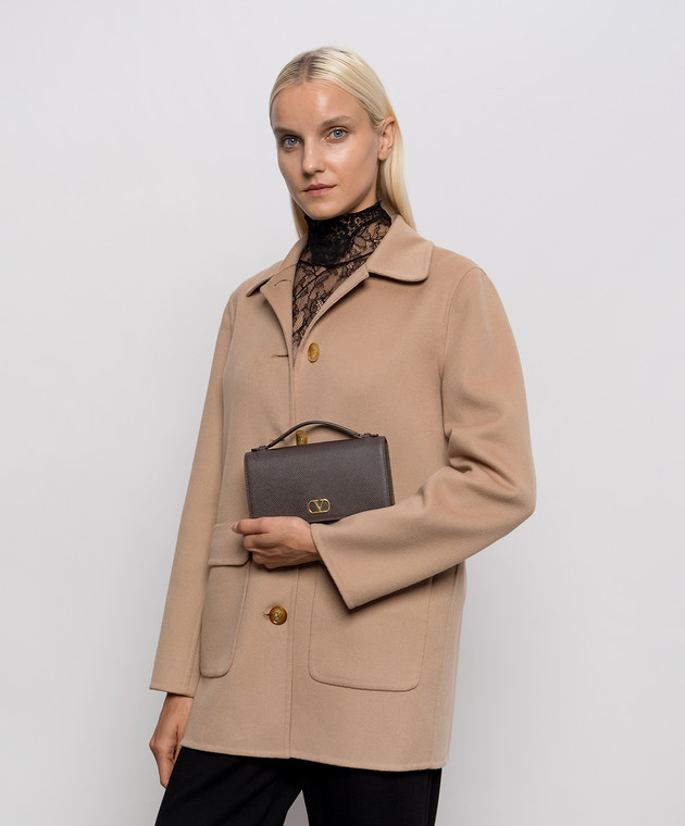 Valentino Коричневый кожаный клатч VLogo 9W2P0AU1SNP изображение 2