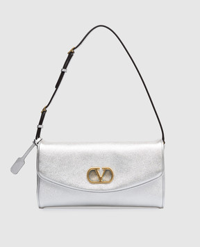 Valentino Серебристый кожаный клатч DeVain 8W0B0T31NVB
