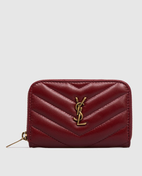Saint Laurent Бордовый кожаный стеганый кошелек Cassandre 863727AAEAX