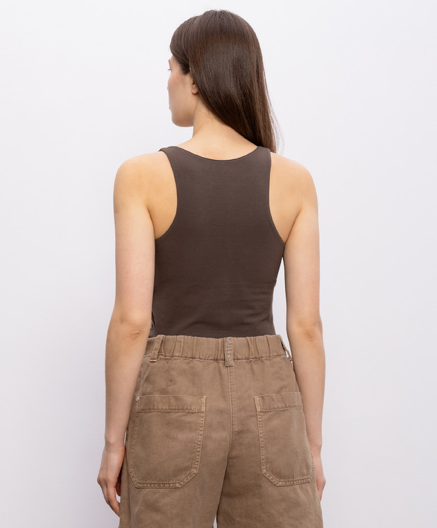 Brunello Cucinelli Коричнева майка з ланцюжком моніль M0T18DO100 зображення 3