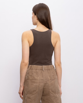 Brunello Cucinelli Коричневая майка с цепочкой мониль M0T18DO100