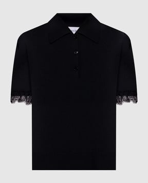 Alexander McQueen Чорне поло з мереживом 848901Q1BE7