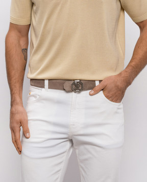 Stefano Ricci Бежевий замшевий ремінь з монограмою логотипа N381SDC366P