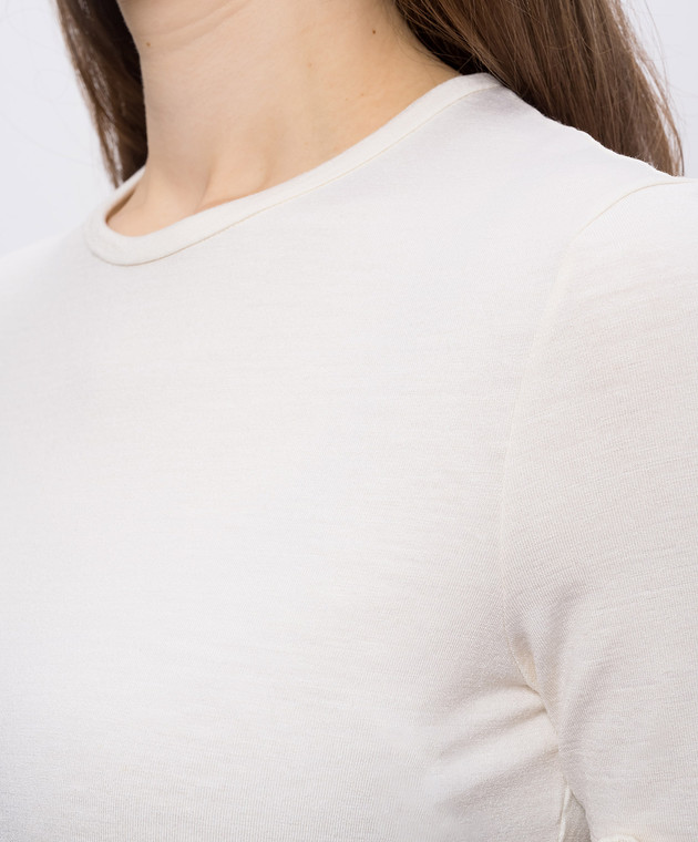Jil Sander Футболка кольору айворі із шовком та льоном J01NF0006J20341 зображення 5