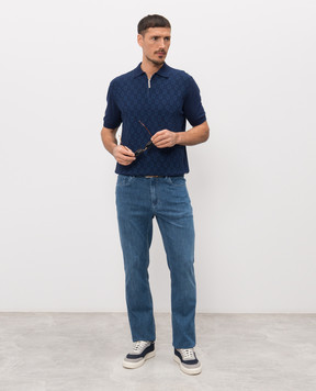 Stefano Ricci Синє поло у візерунок K414015P31F26166