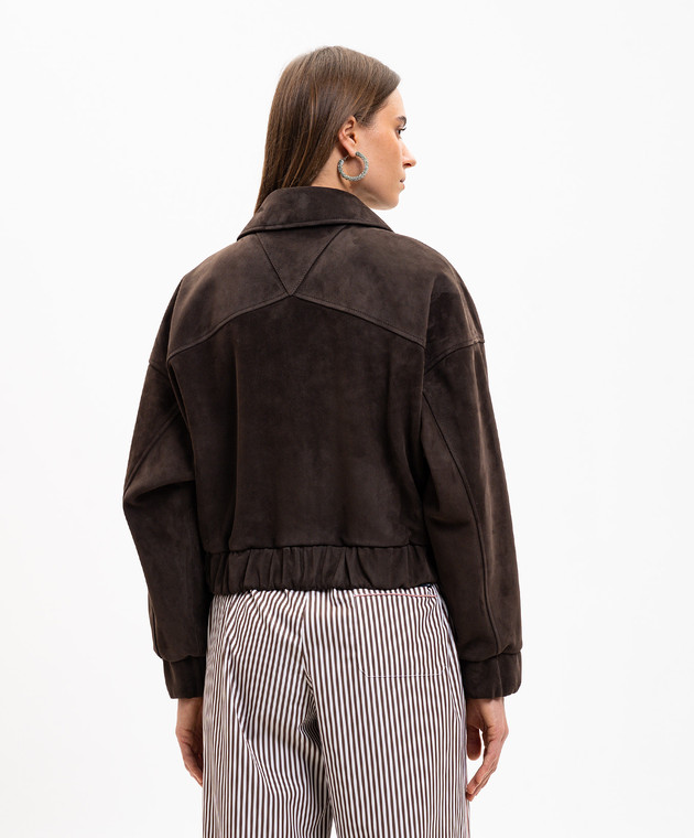Babe Pay Pls Коричневая замшевая укороченная куртка 2523SUEDE изображение 4