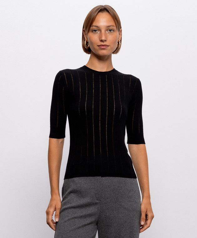 Max Mara Черный топ из шелка и шерсти MSTRAGNO изображение 3