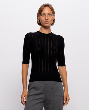 Max Mara Черный топ из шелка и шерсти MSTRAGNO