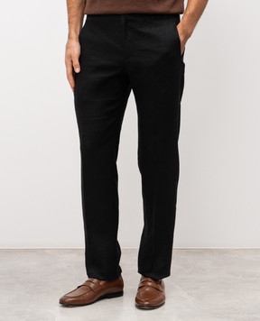 Kiton Чорні штани з льону UPN01H09690