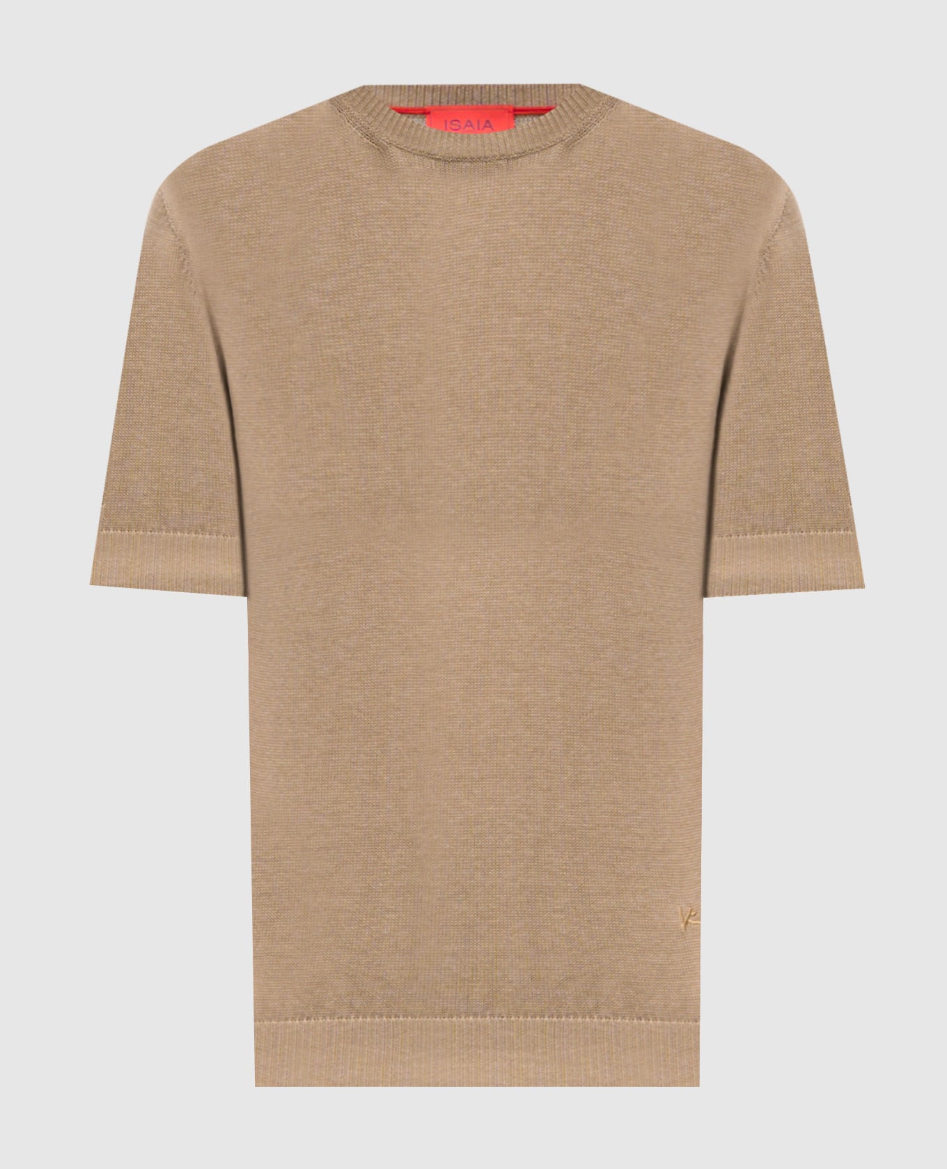 Бежевая футболка из льна и шелка