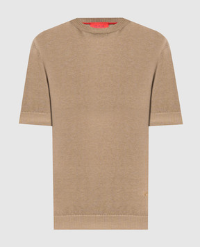 ISAIA Бежева футболка з льону та шовку MG8362Y0508