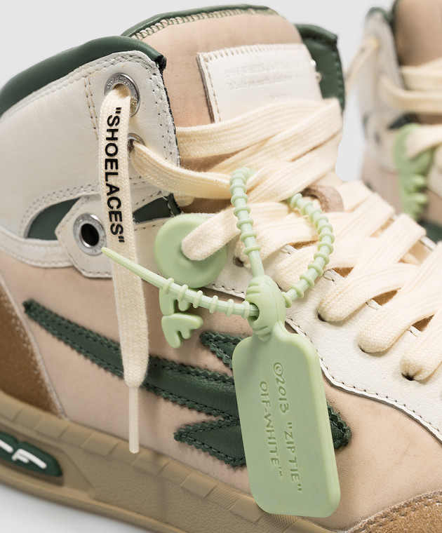 Off-White Бежевые комбинированные хайтопы End Of Play OF05796021 изображение 5