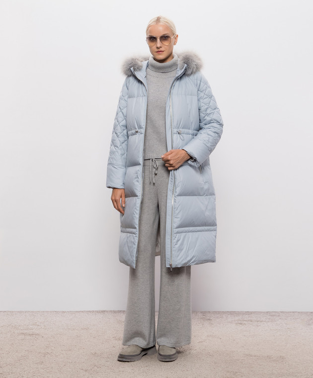 Be Florence Блакитний пуховик з хутром лисиці BE26111 зображення 2