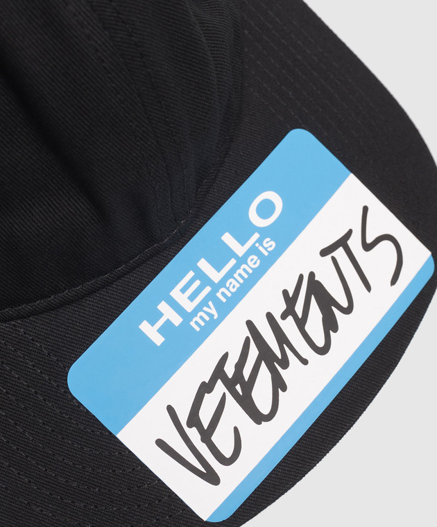 Vetements Чорна кепка з принтом UA66CA110B зображення 4