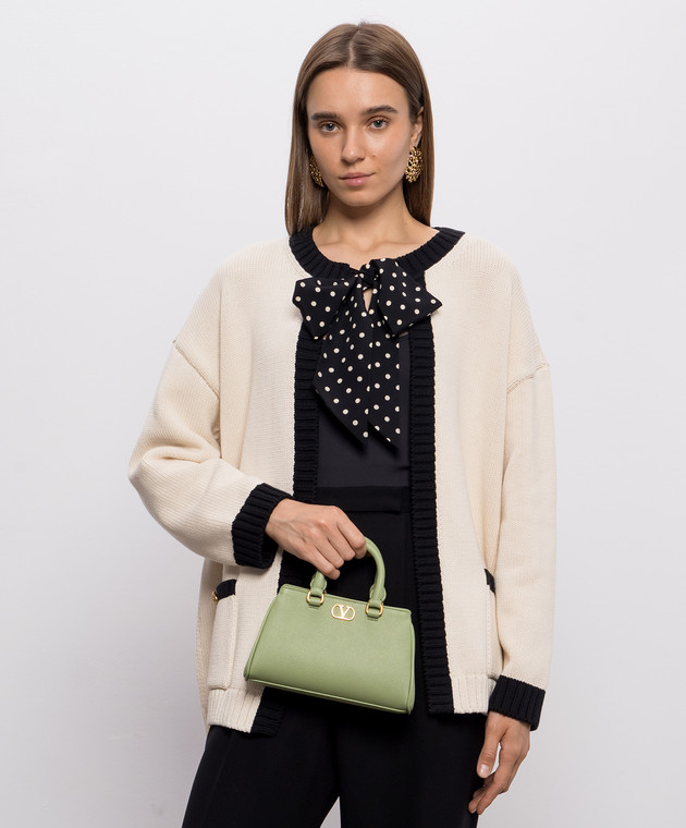 Valentino Зеленая кожаная сумка-мини VLogo 9W2P0BA9SNP изображение 2