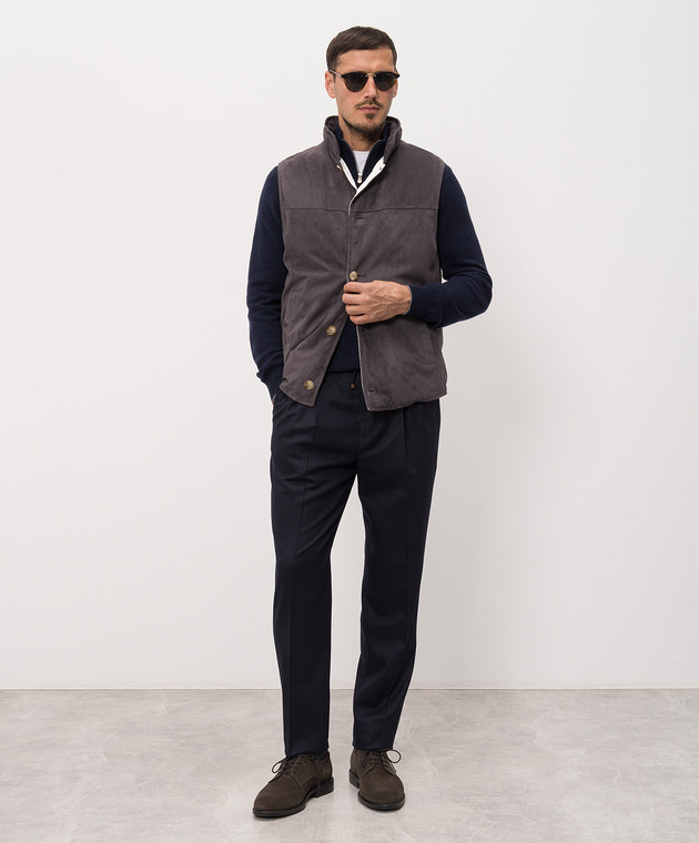 Brunello Cucinelli Штани синього кольору з вовни ME226E1710 зображення 2