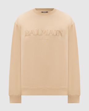Balmain Бежевий світшот з вишивкою логотипа HH1JQ130BD79