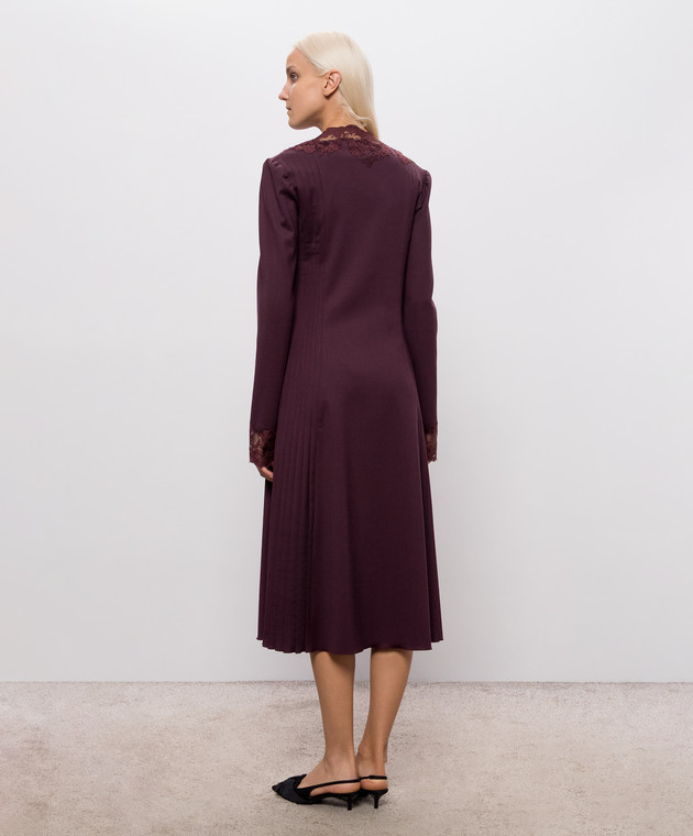 Ermanno Scervino Бордова сукня з вовни з мереживом D492Q335APYEM зображення 3