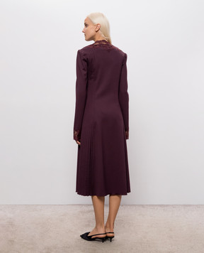 Ermanno Scervino Бордовое платье из шерсти с кружевом D492Q335APYEM