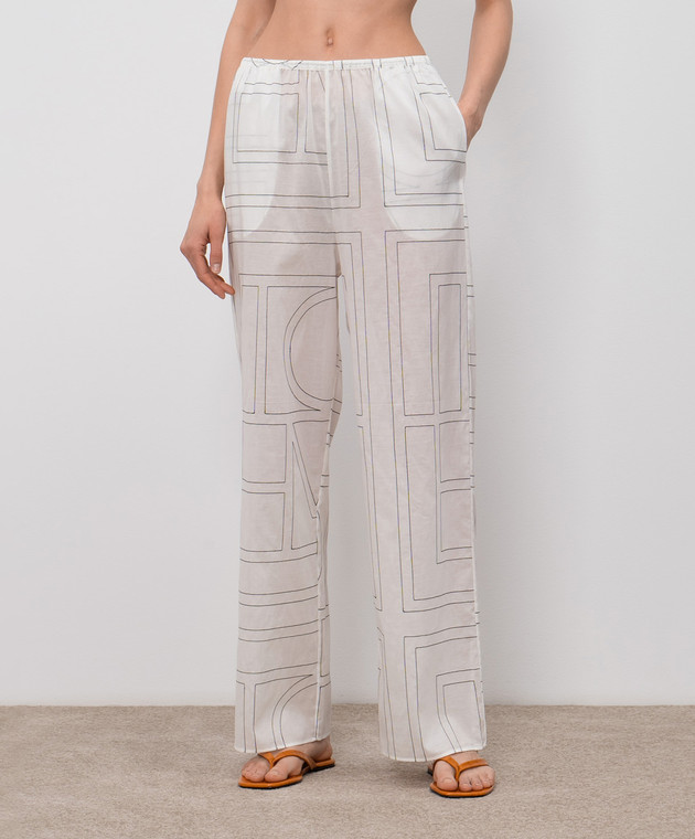 Toteme Белые брюки с вышивкой 243WRB1092FB0239 изображение 3