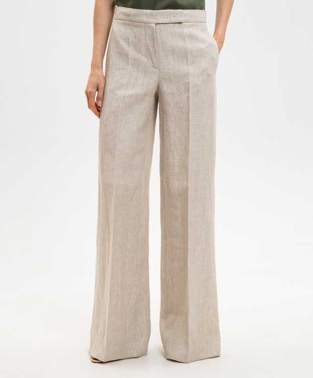 Max Mara Бежеві штани з льону MXSGINNICO зображення 3