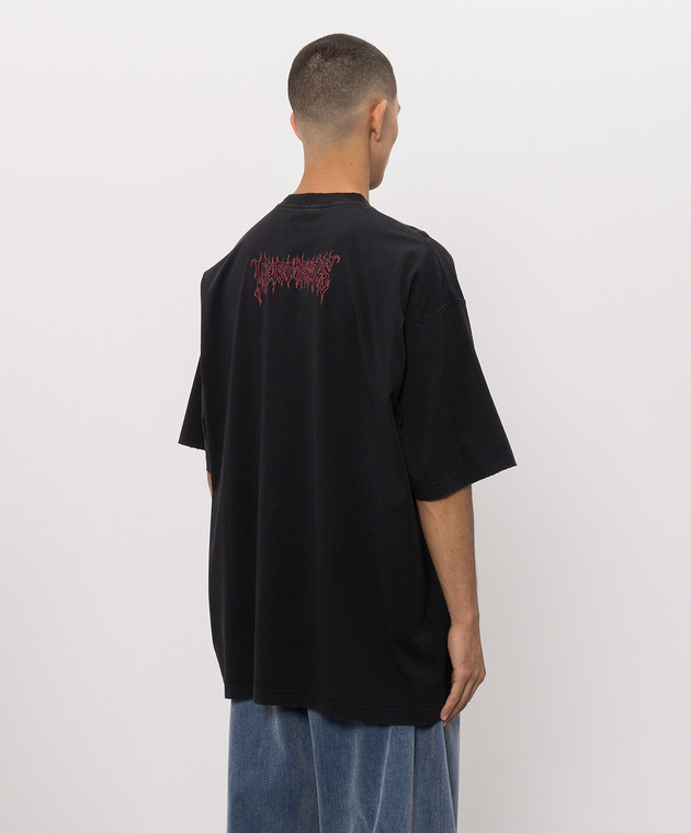 Vetements Чорна футболка з брендовим принтом MH27TR209Bm зображення 4