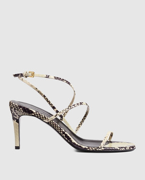 Khaite Сірі шкіряні босоніжки Loop з тисненням під шкіру рептилії F3075803