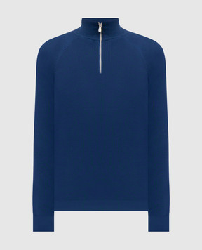 Brunello Cucinelli Синій джемпер в рубчик M29400104