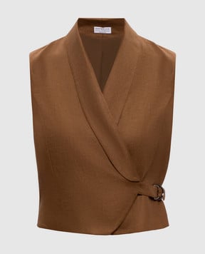 Brunello Cucinelli Коричневий жилет з льону MH527HG606