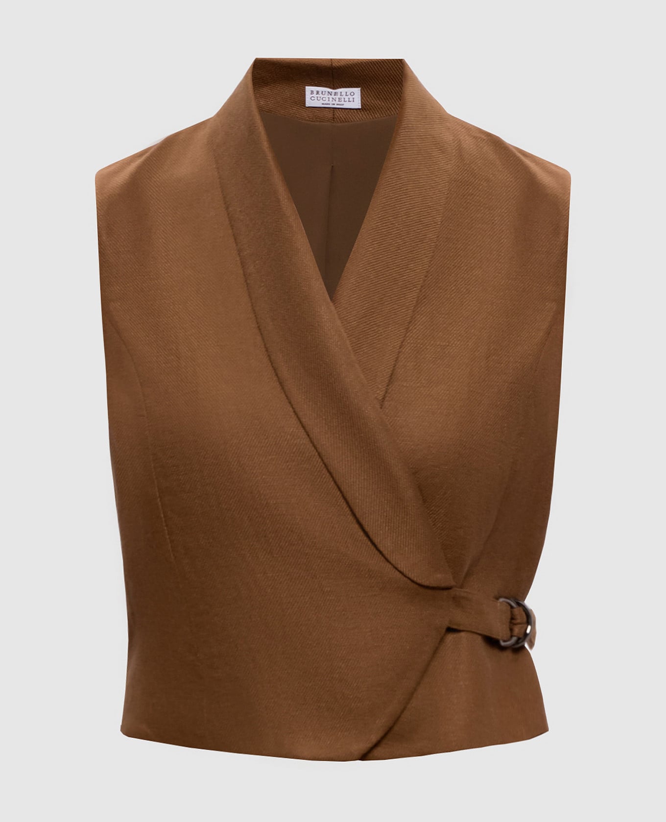 Коричневый жилет из льна